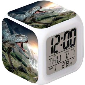 Cointone LED Alarm Clock Dinosaur Tyrannosaurus Rex Pattern Creative Desk Table Clock Glowing Electronic Colorful Digital Clock for Unisex Adults Girl Boy Kids Children Toy Birthday Present Gift in Kuwait