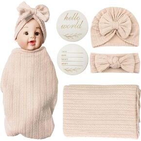 بطانيات الأطفال من PEIPEIWU، بطانية أمان للأطفال - بطانية قابلة للارتداء قابلة للتعديل، مجموعة إكسسوارات لحديثي الولادة مع بطاقة إعلان خشبية للولادة، بطانيات أطفال للفتيات والأولاد (أبيض) in Kuwait