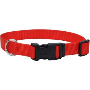 Coastal Pet - Adjustable Dog Collar with Plastic Buckle, Red, 3/4" x 14"-20"