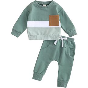 Bonangber Toddler Baby Boys Girl Summer Short Sleeve Crew Neck Solid Color T-Shirt Tops+Elastic Drawstring Shorts Suit in Saudi Arabia