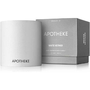 APOTHEKE Luxury Scented Concrete 4-Wick Jar Candle, White Vetiver, 72 oz - Extra-Large - Eucalyptus, Lilac, Vetiver, Amber & Cedarwood Scent, Strong Fragrance, Aromatherapy, Long Lasting, Made in USA in Saudi Arabia