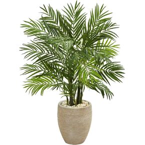Nearly Natural 4’ Areca Palm Tree in Sand Colored Planter Artificial Plant, Green in Saudi Arabia