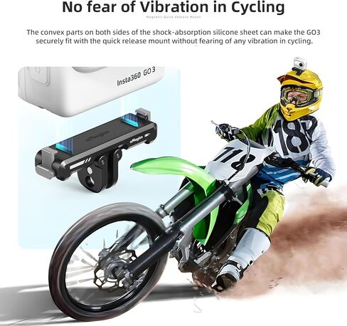 ار اس زد اف ان جي اكس ار واي حامل مغناطيسي سريع الفك لجهاز انستا 360 جو 3، حامل مع مخلب تثبيت مغناطيسي ثنائي الشق ونقطة برغي 1/4 لمزيد من خيارات التركيب in Kuwait