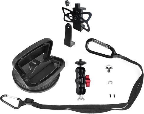 Heavy Duty Suction Cup Phone Holder Camera Mount 360° Ball head Magic Arm w. Strong 4.6" Base, 1/4"-20 Screw & Silicone Band for DSLR/Gopro Glass Mounting Kits for Car/Boat/Window, 2023 Upgraded in Saudi Arabia