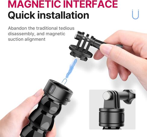 حامل كاميرا UURig سريع وآمن، أسود، رقبة معقوفة مرنة 189 مم، تعديل زاوية عالمي 360 درجة، متوافق مع كاميرات GoPro in Kuwait