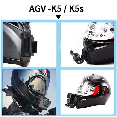 Ediximi Agv-k5 خوذة دراجة نارية مصنوعة من سبائك الألومنيوم مخصصة لمجموعة تثبيت الذقن لكاميرات GoPro Action مع وسادات لاصقة وحامل كاميرا على خوذة معدنية على شكل حرف J in Kuwait