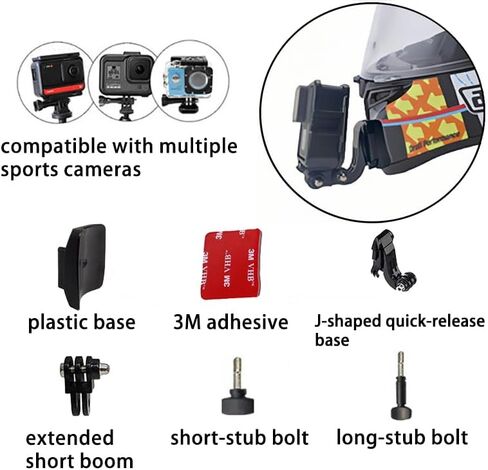 Ediximi Agv-k5 خوذة دراجة نارية مصنوعة من سبائك الألومنيوم مخصصة لمجموعة تثبيت الذقن لكاميرات GoPro Action مع وسادات لاصقة وحامل كاميرا على خوذة معدنية على شكل حرف J in Kuwait