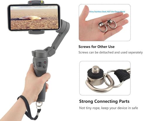 حزام معصم للكاميرا Rigdance مع برغي حلقة على شكل حرف D 1/4-20 لـ Insta360 X3، ONE X2، ONE X، GO2، GO3، ONE RS، ONE R، Flow، عصا سيلفي (قطعتان) in Kuwait