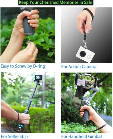 حزام معصم للكاميرا Rigdance مع برغي حلقة على شكل حرف D 1/4-20 لـ Insta360 X3، ONE X2، ONE X، GO2، GO3، ONE RS، ONE R، Flow، عصا سيلفي (قطعتان) in Kuwait