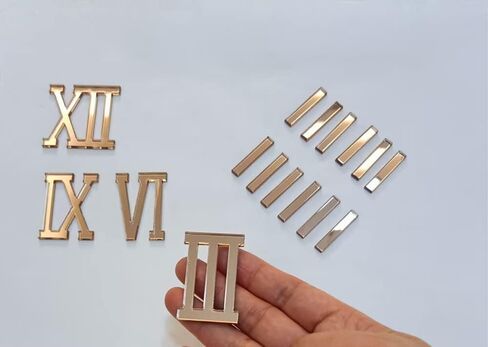 Yuxuanish Bright Golden Acrylic Roman Numerals,Numerals (4cm)&Dashes (3cm) for Epoxy Resin Wall Clock Replacement Repairing Clock Accessories in Saudi Arabia