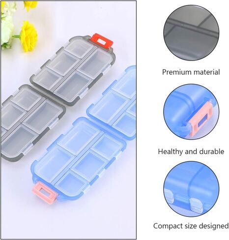 Medicine Case 3pcs Double Layer Organizer Case with 10 Compartments Portable Mini Travel Pills Box Medicine Carry Box Seal Storage Container Holder for Outdoor Camping Home Travel in Saudi Arabia