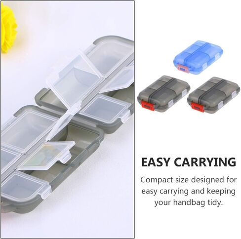 Medicine Case 3pcs Double Layer Organizer Case with 10 Compartments Portable Mini Travel Pills Box Medicine Carry Box Seal Storage Container Holder for Outdoor Camping Home Travel in Saudi Arabia