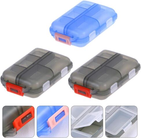 Medicine Case 3pcs Double Layer Organizer Case with 10 Compartments Portable Mini Travel Pills Box Medicine Carry Box Seal Storage Container Holder for Outdoor Camping Home Travel in Saudi Arabia