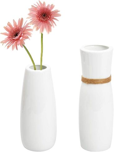 مجموعة مزهريات برعم السيراميك الأبيض من هوموكوس، مزهريات الزهور الحديثة الأنيقة للديكور المنزلي مع حبل فريد مختلف، سطح أملس مصقول، تصميم للديكور المنزلي in Kuwait