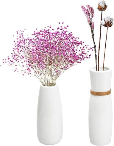 مجموعة مزهريات برعم السيراميك الأبيض من هوموكوس، مزهريات الزهور الحديثة الأنيقة للديكور المنزلي مع حبل فريد مختلف، سطح أملس مصقول، تصميم للديكور المنزلي in Kuwait