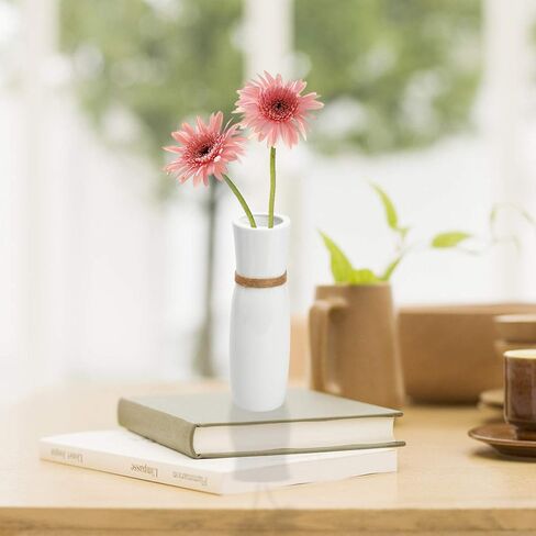 مجموعة مزهريات برعم السيراميك الأبيض من هوموكوس، مزهريات الزهور الحديثة الأنيقة للديكور المنزلي مع حبل فريد مختلف، سطح أملس مصقول، تصميم للديكور المنزلي in Kuwait