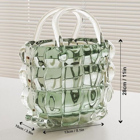 HOIBAI Glass Purse Vase for Flowers - Elegant Handbag Vase for Exquisite Decor, Unique Glass Bag Vase with Fish Bowl Design, Versatile Flower Vase for Home Decoration(Pink) in Saudi Arabia