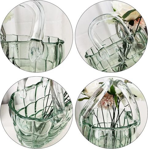 HOIBAI Glass Purse Vase for Flowers - Elegant Handbag Vase for Exquisite Decor, Unique Glass Bag Vase with Fish Bowl Design, Versatile Flower Vase for Home Decoration(Pink) in Saudi Arabia