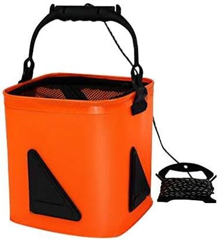 Collapsible Fishing Bucket 13L/3.43Gal Portable Fishing Water Pail for Camping Traveling Hiking Fishing Boating Gardening with 6 Meters Rope (Orange) in Kuwait