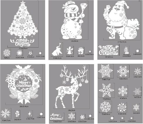 5 أوراق ملصقات نافذة عيد الميلاد - ملصقات عيد الميلاد قابلة لإعادة الاستخدام لتزيين ندفة الثلج سانتا كلوز الرنة لفصول الكنيسة المنزلية in Kuwait