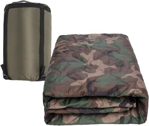 بطانية تخييم تكتيكية مموهة قابلة للتعبئة، حقيبة خفيفة الوزن ودافئة مثالية للنزهة على الشاطئ والسفر في الهواء الطلق ومغامرات المشي لمسافات طويلة والمهرجانات (الغابات) in Kuwait
