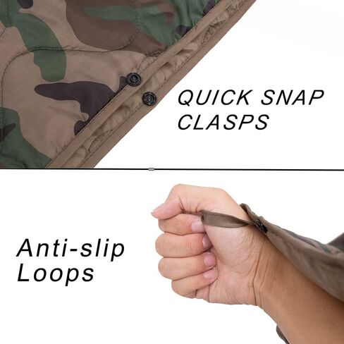 بطانية تخييم تكتيكية مموهة قابلة للتعبئة، حقيبة خفيفة الوزن ودافئة مثالية للنزهة على الشاطئ والسفر في الهواء الطلق ومغامرات المشي لمسافات طويلة والمهرجانات (الغابات) in Kuwait