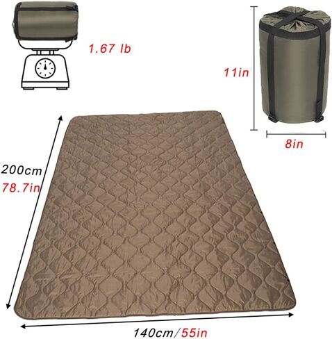 بطانية تخييم تكتيكية مموهة قابلة للتعبئة، حقيبة خفيفة الوزن ودافئة مثالية للنزهة على الشاطئ والسفر في الهواء الطلق ومغامرات المشي لمسافات طويلة والمهرجانات (الغابات) in Kuwait