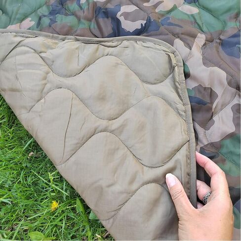 بطانية تخييم تكتيكية مموهة قابلة للتعبئة، حقيبة خفيفة الوزن ودافئة مثالية للنزهة على الشاطئ والسفر في الهواء الطلق ومغامرات المشي لمسافات طويلة والمهرجانات (الغابات) in Kuwait