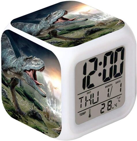 Cointone LED Alarm Clock Dinosaur Tyrannosaurus Rex Pattern Creative Desk Table Clock Glowing Electronic Colorful Digital Clock for Unisex Adults Girl Boy Kids Children Toy Birthday Present Gift in Kuwait