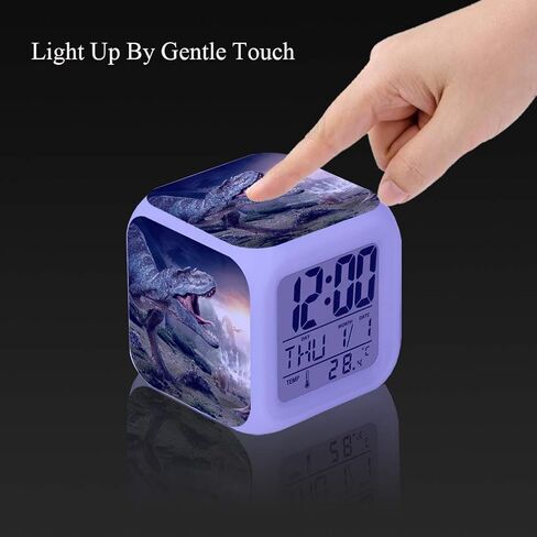 Cointone LED Alarm Clock Dinosaur Tyrannosaurus Rex Pattern Creative Desk Table Clock Glowing Electronic Colorful Digital Clock for Unisex Adults Girl Boy Kids Children Toy Birthday Present Gift in Kuwait