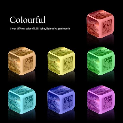 Cointone LED Alarm Clock Dinosaur Tyrannosaurus Rex Pattern Creative Desk Table Clock Glowing Electronic Colorful Digital Clock for Unisex Adults Girl Boy Kids Children Toy Birthday Present Gift in Kuwait