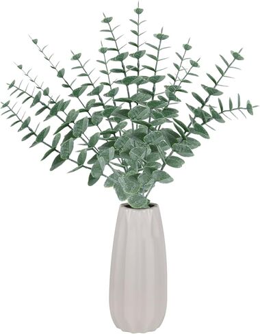 سيقان الاوكالبتوس الصناعية 12 قطعة من اوراق الاوكالبتوس الصناعية، فروع خضراء، 15 انش، باقات نبات الاوكالبتوس المصنفر المزيف، اوراق شجر اصطناعية داخلية لتزيين المزهرية، ديكور الزفاف in Kuwait