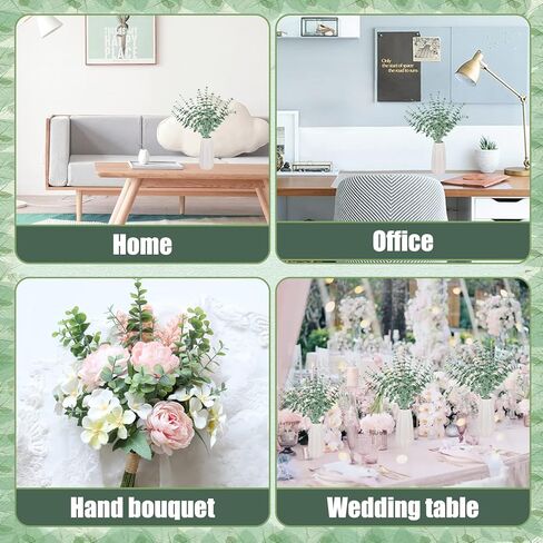 سيقان الاوكالبتوس الصناعية 12 قطعة من اوراق الاوكالبتوس الصناعية، فروع خضراء، 15 انش، باقات نبات الاوكالبتوس المصنفر المزيف، اوراق شجر اصطناعية داخلية لتزيين المزهرية، ديكور الزفاف in Kuwait