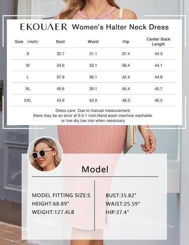 Ekouaer فستان حمل ضلع متماسكة شق جانبي قابل للتمدد Bodycon فساتين الحمل رسن الرقبة بلا أكمام ملابس الحوامل in Kuwait