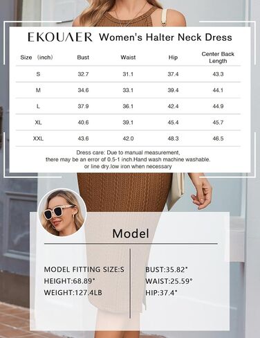 Ekouaer فستان حمل ضلع متماسكة شق جانبي قابل للتمدد Bodycon فساتين الحمل رسن الرقبة بلا أكمام ملابس الحوامل in Saudi Arabia