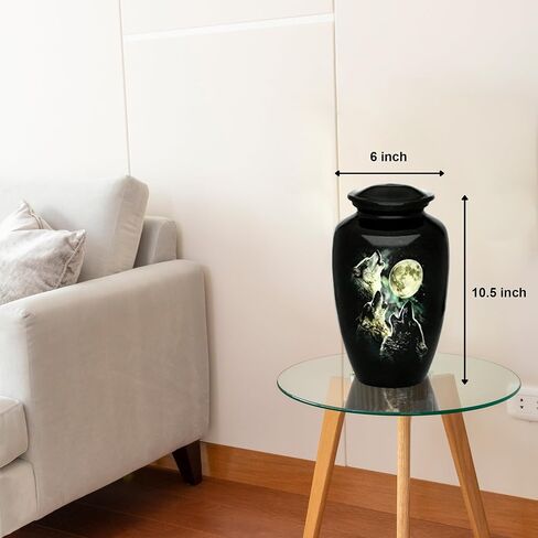 Urn for Adult Male Female - Elegant Cremation Urn Human Ashes - Wolves Keepsake Urn with Secure Closure - Handcrafted Memorial Funeral Urns in Saudi Arabia