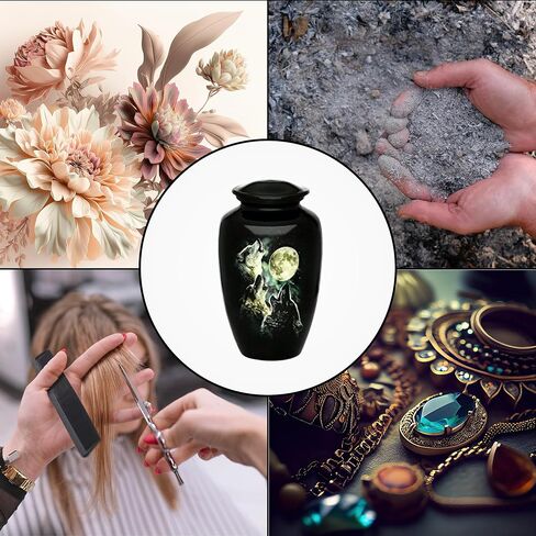 Urn for Adult Male Female - Elegant Cremation Urn Human Ashes - Wolves Keepsake Urn with Secure Closure - Handcrafted Memorial Funeral Urns in Saudi Arabia