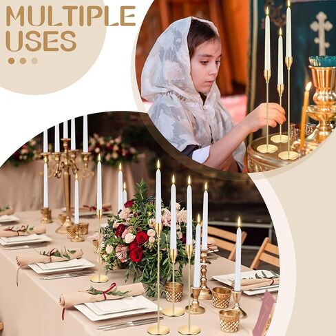 MTLEE 36 Pcs Christmas Matte Candle Holders Set with White Taper Candles Decorative Candlestick Holder Dripless Tapered Candles Metal Candle Tall Dinner Candle for Wedding Party Church Baptism(Black) in Saudi Arabia