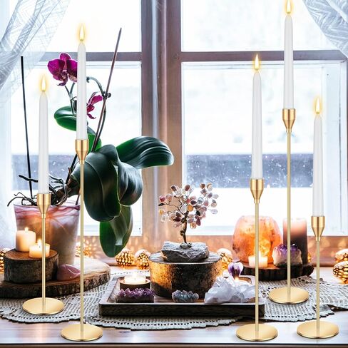 MTLEE 36 Pcs Christmas Matte Candle Holders Set with White Taper Candles Decorative Candlestick Holder Dripless Tapered Candles Metal Candle Tall Dinner Candle for Wedding Party Church Baptism(Black) in Saudi Arabia