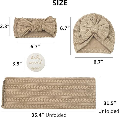 بطانيات الأطفال من PEIPEIWU، بطانية أمان للأطفال - بطانية قابلة للارتداء قابلة للتعديل، مجموعة إكسسوارات لحديثي الولادة مع بطاقة إعلان خشبية للولادة، بطانيات أطفال للفتيات والأولاد (أبيض) in Kuwait