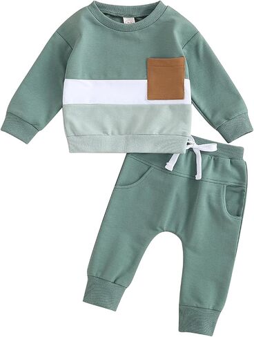 Bonangber Toddler Baby Boys Girl Summer Short Sleeve Crew Neck Solid Color T-Shirt Tops+Elastic Drawstring Shorts Suit in Saudi Arabia