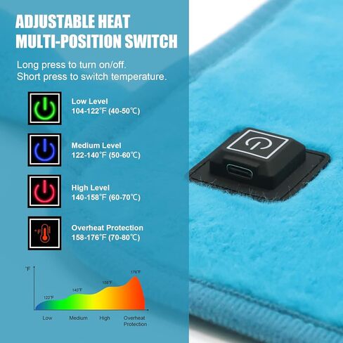ROADDPMATE USB Heating pad for Back, Neck, and Shoulder Pain Relief with Two Straps - Dry & Moist Heat Therapy Option, 12" x 24" (Blue) in Kuwait