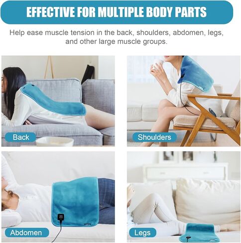 ROADDPMATE USB Heating pad for Back, Neck, and Shoulder Pain Relief with Two Straps - Dry & Moist Heat Therapy Option, 12" x 24" (Blue) in Kuwait