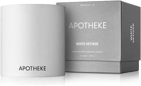 APOTHEKE Luxury Scented Concrete 4-Wick Jar Candle, White Vetiver, 72 oz - Extra-Large - Eucalyptus, Lilac, Vetiver, Amber & Cedarwood Scent, Strong Fragrance, Aromatherapy, Long Lasting, Made in USA in Saudi Arabia