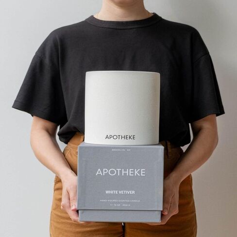 APOTHEKE Luxury Scented Concrete 4-Wick Jar Candle, White Vetiver, 72 oz - Extra-Large - Eucalyptus, Lilac, Vetiver, Amber & Cedarwood Scent, Strong Fragrance, Aromatherapy, Long Lasting, Made in USA in Saudi Arabia