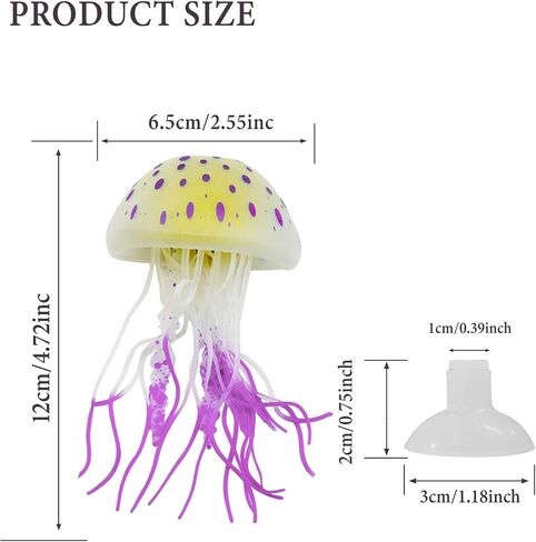 WishLotus حوض السمك قنديل البحر الديكور، لينة سيليكون متوهجة حوض السمك الزينة قنديل البحر الفلورسنت مع كوب الشفط جديد ترقية محاكاة ديكور حوض السمك لمختلف خزان الأسماك (ب، الأرجواني) in Kuwait