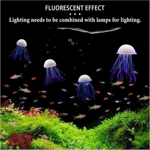 WishLotus حوض السمك قنديل البحر الديكور، لينة سيليكون متوهجة حوض السمك الزينة قنديل البحر الفلورسنت مع كوب الشفط جديد ترقية محاكاة ديكور حوض السمك لمختلف خزان الأسماك (ب، الأرجواني) in Kuwait