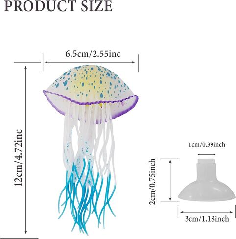 WishLotus حوض السمك قنديل البحر الديكور، لينة سيليكون متوهجة حوض السمك الزينة قنديل البحر الفلورسنت مع كوب الشفط جديد ترقية محاكاة ديكور حوض السمك لمختلف خزان الأسماك (ب، الأرجواني) in Kuwait