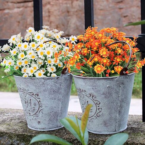 ArtBloom 6 حزم زهور اصطناعية خارجية زهور وهمية شجيرات مقاومة للأشعة فوق البنفسجية، خضرة بلاستيكية صناعية للداخلية والخارجية نباتات معلقة حديقة الشرفة نافذة صندوق المنزل الزفاف ديكور مزرعة (أبيض) in Kuwait