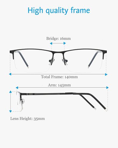 نظارات ANRRI Blue Light للرجال مستطيلة شبه حافة نظارات ألعاب الكمبيوتر للرجال نظارات خفيفة الوزن من التيتانيوم in Saudi Arabia